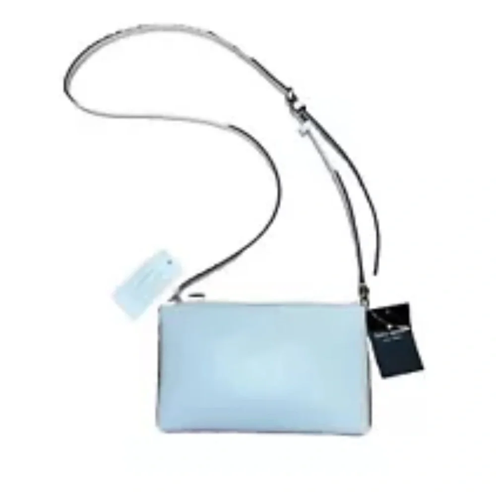 Kate Spade Staffiano Leather Top Zip Sadie Slim Platinum Purse Crossbody NWT